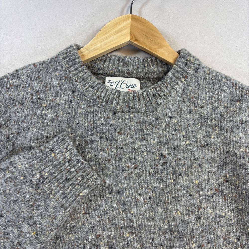 J.Crew Re-Imagined Donegal Wool Sweater Mens M Gray Fleck Crewneck Irish Style